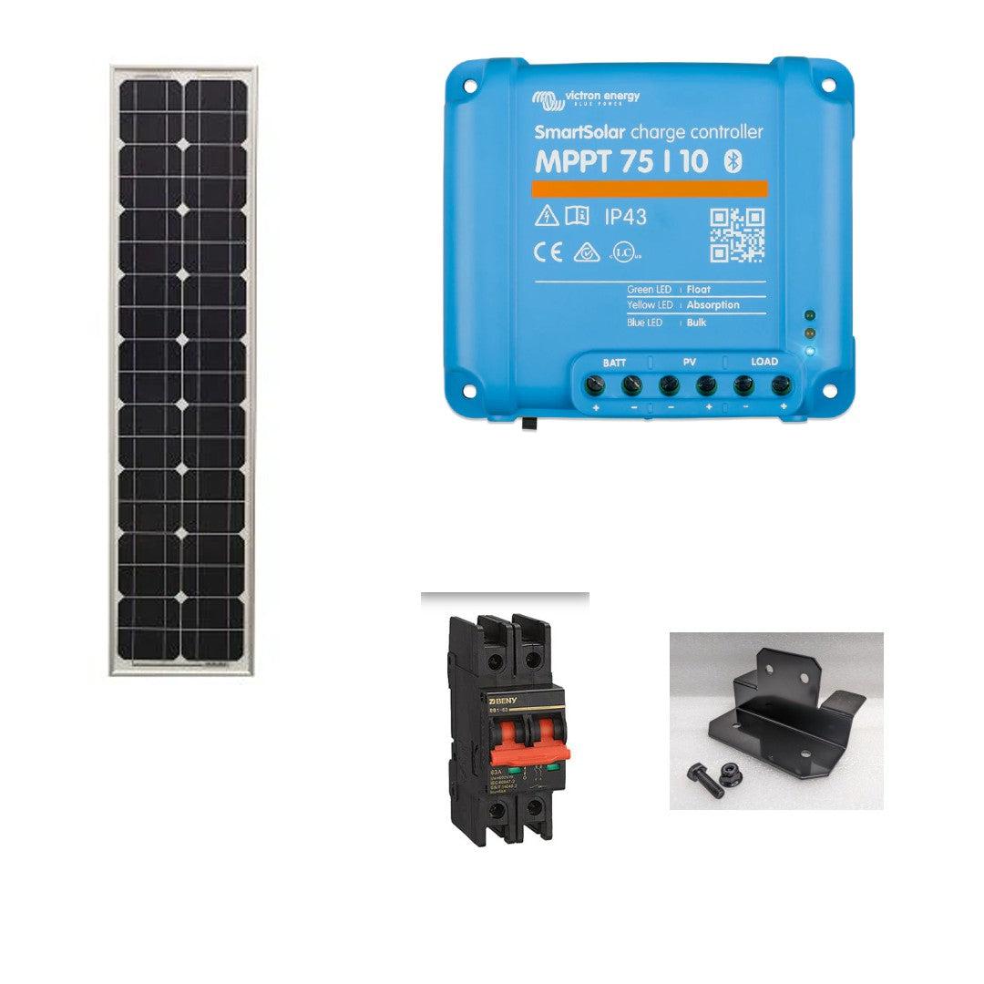 Solar Toolbox System -  50 Watts 12 Volt Solar Panel kit with Victron MPPT