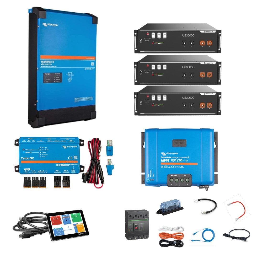 Off-Grid System - 5kVA Inverter/Charger and Pylontech 48V 10.5kW Lithium Battery (Prewired board kit)